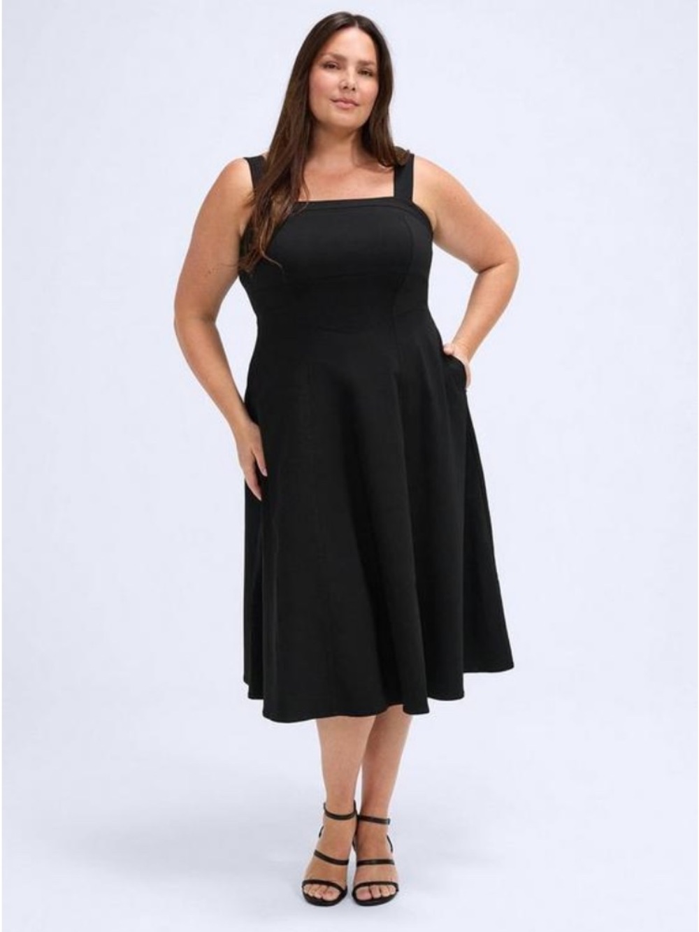 Torrid Belle Isle Bengaline Fit & Flare Midi Dress - Size 00/10 - Black - NWT